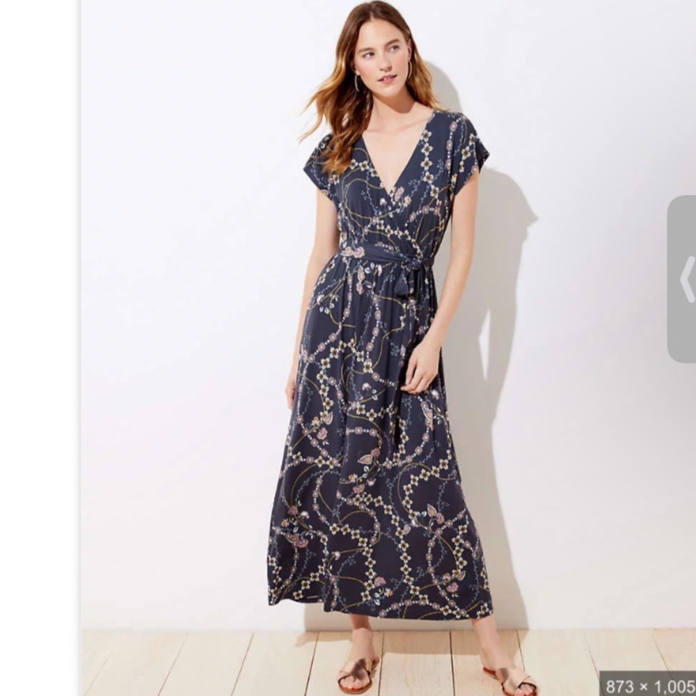 Loft Flower Chain Wrap Maxi Dress. Size XS